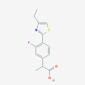 molecular formula C14H14FNO2S B161253 2-[4-(4-Ethylthiazol-2-yl)-3-fluorophenyl]propanoic acid CAS No. 138568-71-5