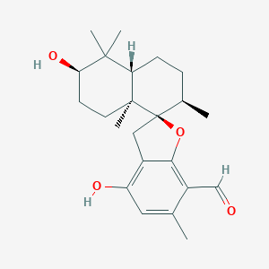 molecular formula C23H32O4 B161263 (3R,4aS,7R,8R,8aS)-3,4'-dihydroxy-4,4,6',7,8a-pentamethylspiro[2,3,4a,5,6,7-hexahydro-1H-naphthalene-8,2'-3H-1-benzofuran]-7'-carbaldehyde CAS No. 159096-49-8