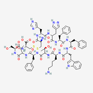molecular formula C73H92N18O16S2 B1612638 (4R,7S,13S,19S,22R,25S,28S,34S,37R)-37-Amino-19-(4-aminobutyl)-13,25,28-tribenzyl-10,16-bis[(1R)-1-hydroxyethyl]-7-(hydroxymethyl)-34-(1H-imidazol-4-ylmethyl)-22-(1H-indol-3-ylmethyl)-6,9,12,15,18,21,24,27,30,33,36-undecaoxo-31-(1H-pyrazol-4-ylmethyl)-1,2-dithia-5,8,11,14,17,20,23,26,29,32,35-undecazacyclooctatriacontane-4-carboxylic acid CAS No. 68463-41-2