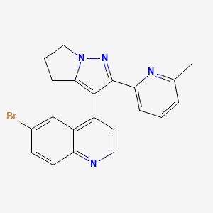 molecular formula C21H17BrN4 B1612826 6-bromo-4-(2-(6-methylpyridin-2-yl)-5,6-dihydro-4H-pyrrolo[1,2-b]pyrazol-3-yl)quinoline CAS No. 476474-52-9