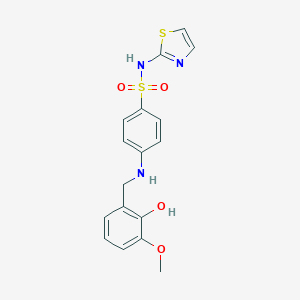 molecular formula C17H17N3O4S2 B161302 4-[(2-hydroxy-3-methoxyphenyl)methylamino]-N-(1,3-thiazol-2-yl)benzenesulfonamide CAS No. 684236-01-9
