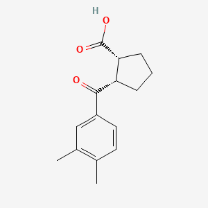 molecular formula C15H18O3 B1613057 cis-2-(3,4-Dimethylbenzoyl)cyclopentane-1-carboxylic acid CAS No. 733740-21-1