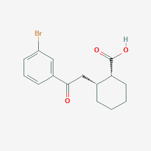 molecular formula C15H17BrO3 B1613058 cis-2-[2-(3-Bromophenyl)-2-oxoethyl]cyclohexane-1-carboxylic acid CAS No. 736136-38-2