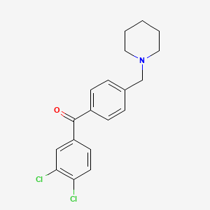 molecular formula C19H19Cl2NO B1613080 3,4-Dichloro-4'-piperidinomethyl benzophenone CAS No. 898775-59-2