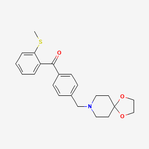 molecular formula C22H25NO3S B1613081 4'-[8-(1,4-二氧杂-8-氮杂螺[4.5]癸基)甲基]-2-硫代甲基苯甲酮 CAS No. 898757-72-7