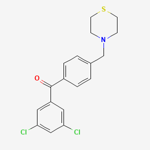 molecular formula C18H17Cl2NOS B1613084 3,5-Dichloro-4'-thiomorpholinomethyl benzophenone CAS No. 898783-18-1