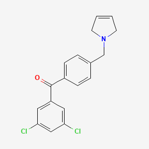 molecular formula C18H15Cl2NO B1613087 (3,5-Dichlorophenyl)(4-((2,5-dihydro-1H-pyrrol-1-yl)methyl)phenyl)methanone CAS No. 898764-71-1