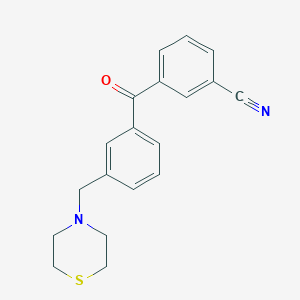 molecular formula C19H18N2OS B1613096 3-cyano-3'-thiomorpholinomethyl benzophenone CAS No. 898762-86-2