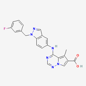 molecular formula C22H17FN6O2 B1613121 4-((1-(3-fluorobenzyl)-1H-indazol-5-yl)amino)-5-methylpyrrolo[2,1-f][1,2,4]triazine-6-carboxylic acid CAS No. 856667-80-6