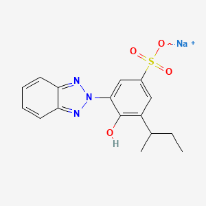 molecular formula C16H16N3NaO4S B1613162 Benzenesulfonic acid, 3-(2H-benzotriazol-2-yl)-4-hydroxy-5-(1-methylpropyl)-, monosodium salt CAS No. 92484-48-5