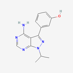 molecular formula C14H15N5O B1613194 Phenol, 3-[4-amino-1-(1-methylethyl)-1H-pyrazolo[3,4-d]pyrimidin-3-yl]- CAS No. 833481-69-9