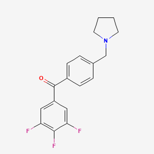 molecular formula C18H16F3NO B1613253 4'-Pyrrolidinomethyl-3,4,5-trifluorobenzophenone CAS No. 898776-95-9