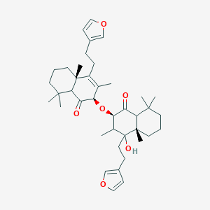 molecular formula C40H56O6 B161326 (2R,4aS)-2-[[(2R,4aS)-4-[2-(furan-3-yl)ethyl]-4-hydroxy-3,4a,8,8-tetramethyl-1-oxo-2,3,5,6,7,8a-hexahydronaphthalen-2-yl]oxy]-4-[2-(furan-3-yl)ethyl]-3,4a,8,8-tetramethyl-5,6,7,8a-tetrahydro-2H-naphthalen-1-one CAS No. 170894-20-9