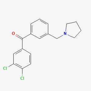 molecular formula C18H17Cl2NO B1613263 3,4-Dichloro-3'-pyrrolidinomethyl benzophenone CAS No. 898770-82-6