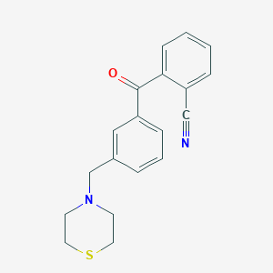 molecular formula C19H18N2OS B1613266 2-cyano-3'-thiomorpholinomethyl benzophenone CAS No. 898762-84-0