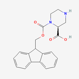 molecular formula C20H20N2O4 B1613314 1-FMOC-PIPERAZINE-2-(S)-CARBOXYLIC ACID CAS No. 915749-50-7