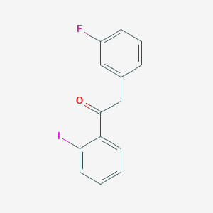 molecular formula C14H10FIO B1613322 2-(3-Fluorophenyl)-2'-iodoacetophenone CAS No. 898784-77-5