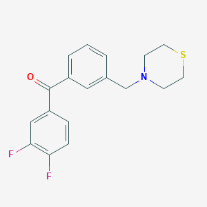 molecular formula C18H17F2NOS B1613360 3,4-Difluoro-3'-thiomorpholinomethyl benzophenone CAS No. 898787-96-7