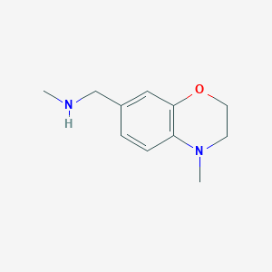 molecular formula C11H16N2O B1613384 N-Methyl-1-(4-methyl-3,4-dihydro-2H-benzo[b][1,4]oxazin-7-yl)methanamine CAS No. 937795-86-3