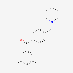 molecular formula C21H25NO B1613456 3,5-Dimethyl-4'-piperidinomethyl benzophenone CAS No. 898775-14-9