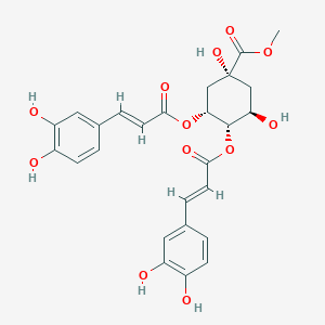 molecular formula C26H26O12 B161347 Methyl (1R,3R,4S,5R)-3,4-bis[[(E)-3-(3,4-dihydroxyphenyl)prop-2-enoyl]oxy]-1,5-dihydroxycyclohexane-1-carboxylate CAS No. 188742-80-5
