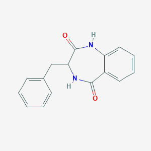 molecular formula C16H14N2O2 B161358 3-benzyl-3,4-dihydro-1H-1,4-benzodiazepine-2,5-dione CAS No. 10167-35-8