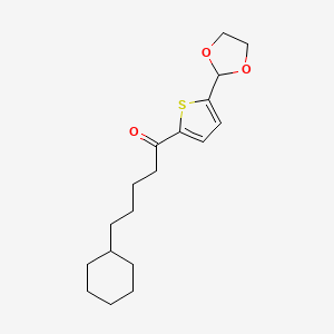 (4-Cyclohexyl)butyl 5-(1,3-dioxolan-2-YL)-2-thienyl ketone