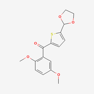 molecular formula C16H16O5S B1613635 2-(2,5-Dimethoxybenzoyl)-5-(1,3-dioxolan-2-YL)thiophene CAS No. 898779-04-9