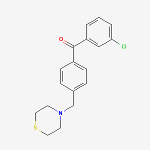 molecular formula C18H18ClNOS B1613668 3-chloro-4'-thiomorpholinomethyl benzophenone CAS No. 898782-63-3