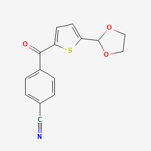 molecular formula C15H11NO3S B1613770 2-(4-Cyanobenzoyl)-5-(1,3-dioxolan-2-YL)thiophene CAS No. 898778-22-8