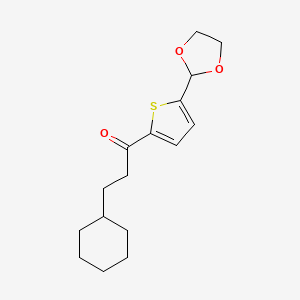 (2-Cyclohexyl)ethyl 5-(1,3-dioxolan-2-YL)-2-thienyl ketone