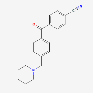 molecular formula C20H20N2O B1613777 4-Cyano-4'-piperidinomethyl benzophenone CAS No. 898771-11-4