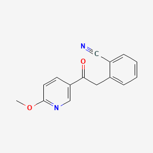 molecular formula C15H12N2O2 B1613818 2-Methoxy-5-(2-cyanophenylacetyl)pyridine CAS No. 898785-91-6