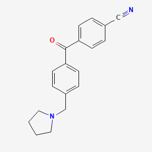 molecular formula C19H18N2O B1613847 4-Cyano-4'-pyrrolidinomethyl benzophenone CAS No. 898776-08-4