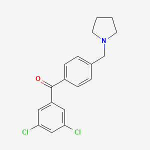 molecular formula C18H17Cl2NO B1613849 3,5-Dichloro-4'-pyrrolidinomethyl benzophenone CAS No. 898776-87-9