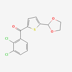molecular formula C14H10Cl2O3S B1613865 2-(2,3-Dichlorobenzoyl)-5-(1,3-dioxolan-2-YL)thiophene CAS No. 898778-86-4