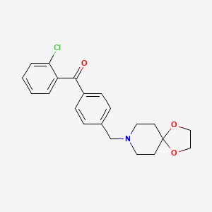 molecular formula C21H22ClNO3 B1613868 2-Chloro-4'-[8-(1,4-dioxa-8-azaspiro[4.5]decyl)methyl]benzophenone CAS No. 898758-06-0