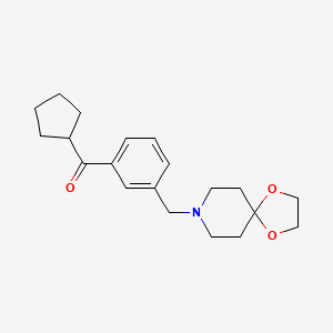 molecular formula C20H27NO3 B1613881 Cyclopentyl 3-[1,4-dioxa-8-azaspiro[4.5]decan-8-ylmethyl]phenyl ketone CAS No. 898762-52-2