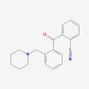 molecular formula C20H20N2O B1613889 2-Cyano-2'-piperidinomethyl benzophenone CAS No. 898751-83-2
