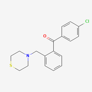 molecular formula C18H18ClNOS B1613897 4'-Chloro-2-thiomorpholinomethyl benzophenone CAS No. 898781-76-5