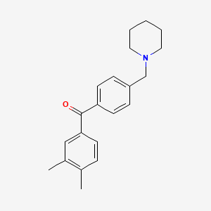 molecular formula C21H25NO B1613940 3,4-Dimethyl-4'-piperidinomethyl benzophenone CAS No. 898775-11-6