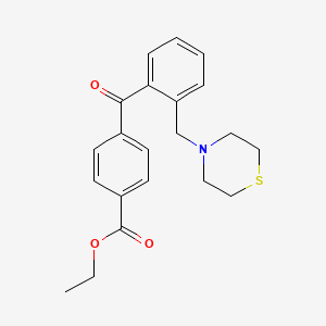 molecular formula C21H23NO3S B1613947 4'-Carboethoxy-2-thiomorpholinomethyl benzophenone CAS No. 898781-64-1
