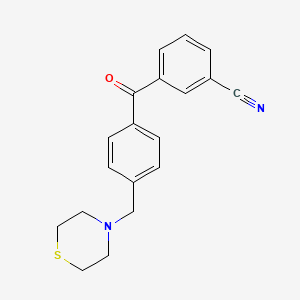 molecular formula C19H18N2OS B1613973 3-cyano-4'-thiomorpholinomethyl benzophenone CAS No. 898782-43-9
