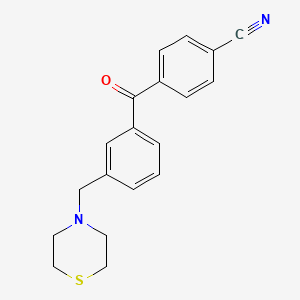 molecular formula C19H18N2OS B1613976 4'-cyano-3-thiomorpholinomethyl benzophenone CAS No. 898762-88-4