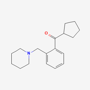 molecular formula C18H25NO B1613981 Cyclopentyl 2-(piperidinomethyl)phenyl ketone CAS No. 898773-87-0