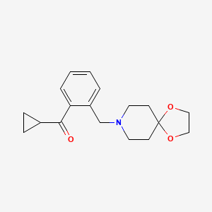 molecular formula C18H23NO3 B1613987 Cyclopropyl 2-[8-(1,4-dioxa-8-azaspiro[4.5]decyl)methyl]phenyl ketone CAS No. 898781-11-8