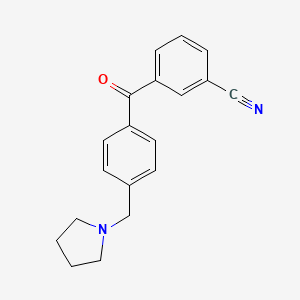 molecular formula C19H18N2O B1614030 3-Cyano-4'-pyrrolidinomethyl benzophenone CAS No. 898776-05-1