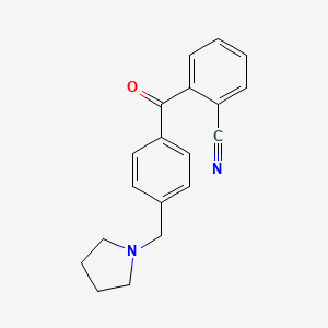 molecular formula C19H18N2O B1614087 2-Cyano-4'-pyrrolidinomethyl benzophenone CAS No. 898776-03-9