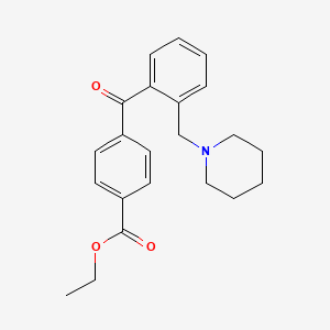 molecular formula C22H25NO3 B1614106 4'-Carboethoxy-2-piperidinomethyl benzophenone CAS No. 898751-98-9