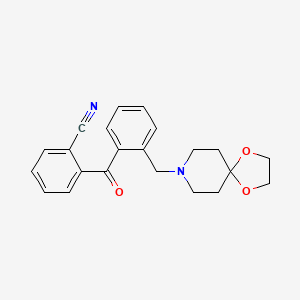 molecular formula C22H22N2O3 B1614181 2-Cyano-2'-[8-(1,4-dioxa-8-azaspiro[4.5]decyl)methyl]benzophenone CAS No. 898755-84-5